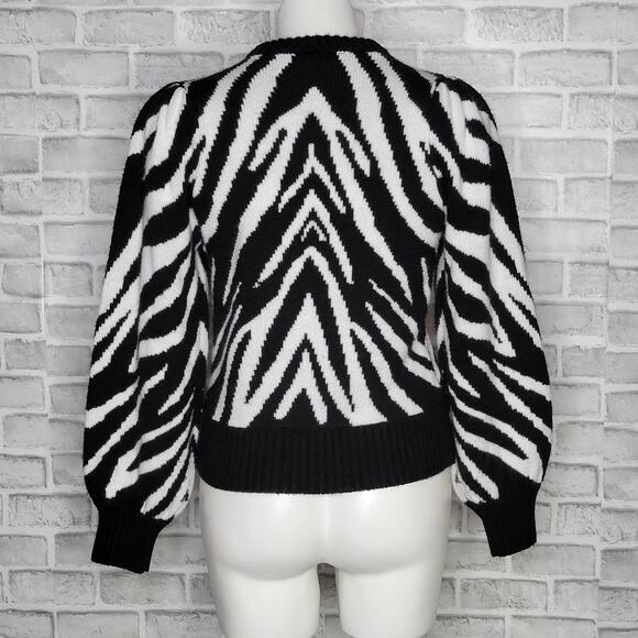 Wrangler Retro Puff Sleeve Zebra Print Sweater, size Small - Picture 3 of 5